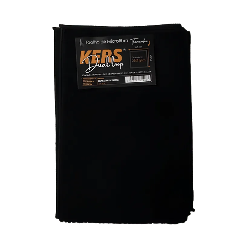 Flanela de Microfibra Dual Loop Black Fiber com Borda 40x60cm 360GSM Kers