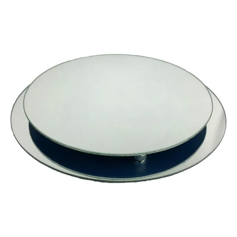 Kit Bandeja Redonda Para Bolo Vidro Espelhado 20 30 Cm