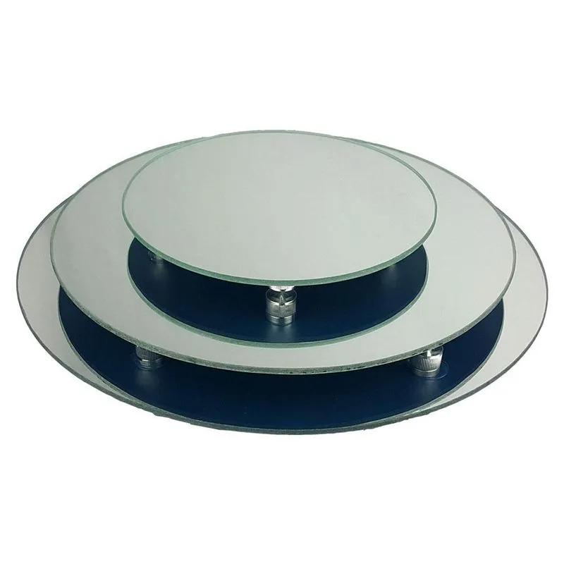 Kit Bandeja Redonda Para Bolo Vidro Espelhado 30 35 40 Cm