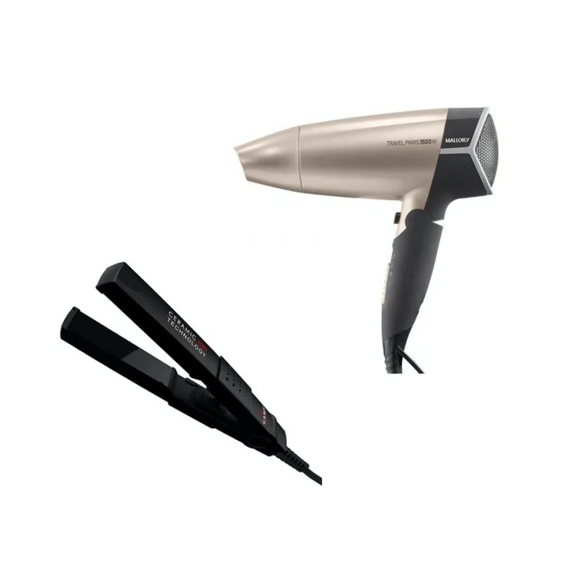 Secador De Cabelo Mallory Luxury E Prancha Ceramic Bivolt