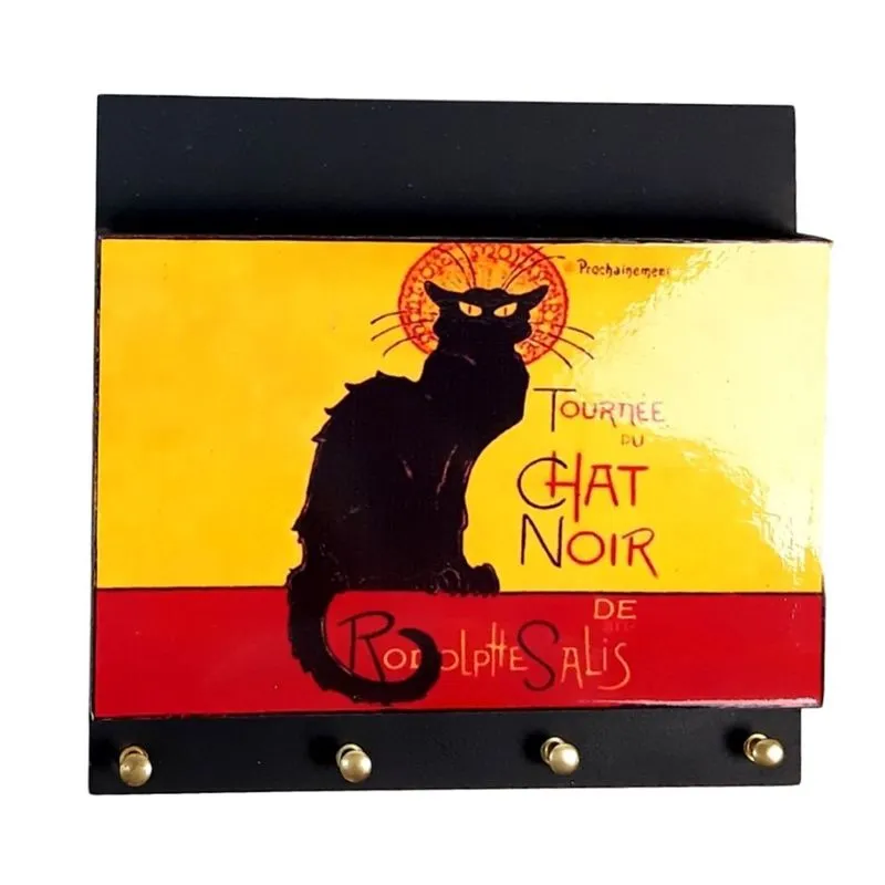 Porta cartas e chaves de parede em Mdf decorado Gato no muro