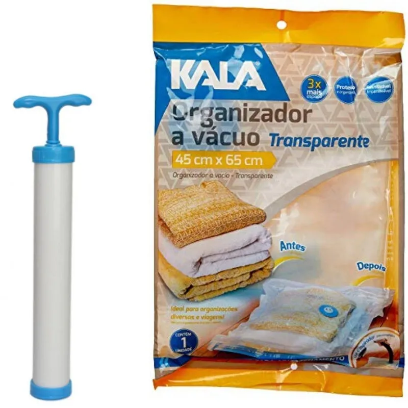 Kit Com 4 Organizador A Vácuo 45X65Cm Kala E 1 Bomba Manual