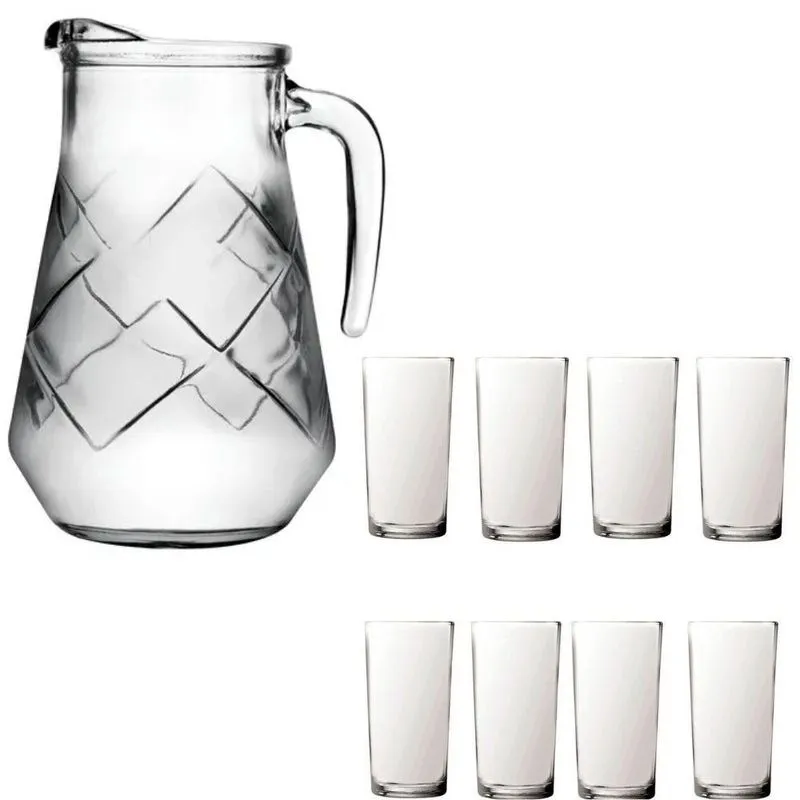 Kit Jarra De Vidro Maracatu 1,5l E 8 Copos De Vidro Long Kit Jarra De Vidro Maracatu 1,5l E 8 Copos De Vidro Long