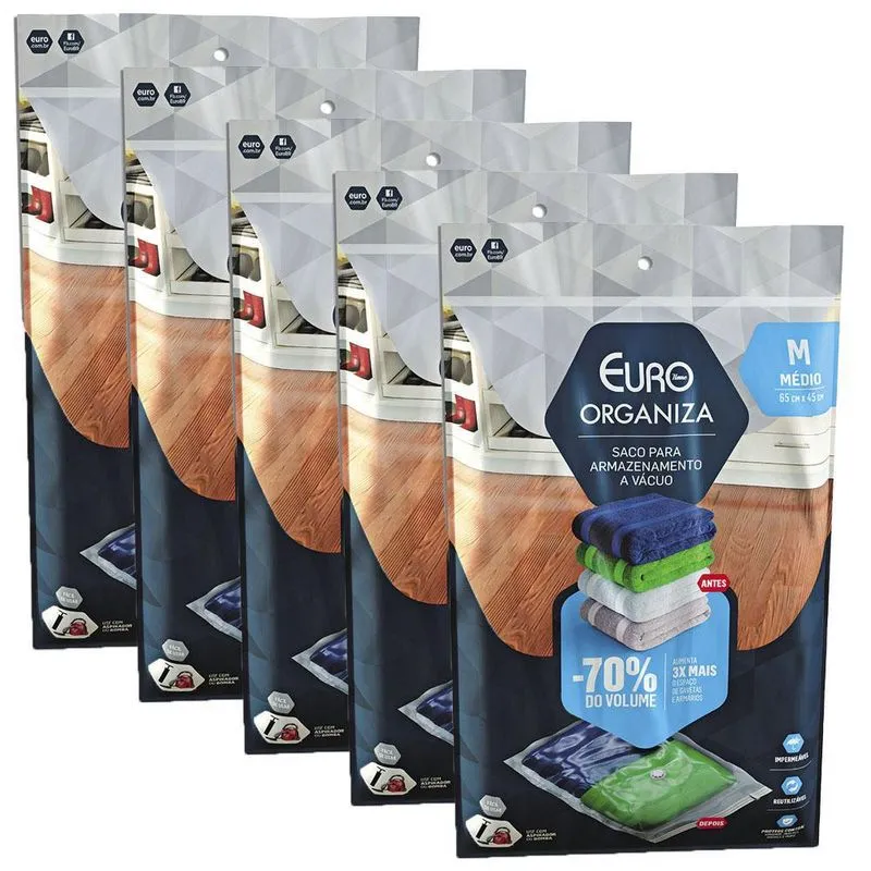 5 Saco A Vácuo Organizador Reduz Volume Protege Umidade Odor