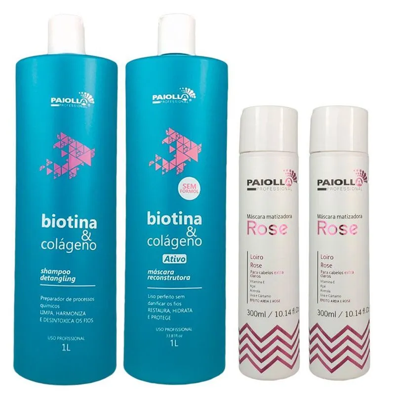Kit Progressiva Shampoo E 2 Máscaras Matizadora Loiro Rose