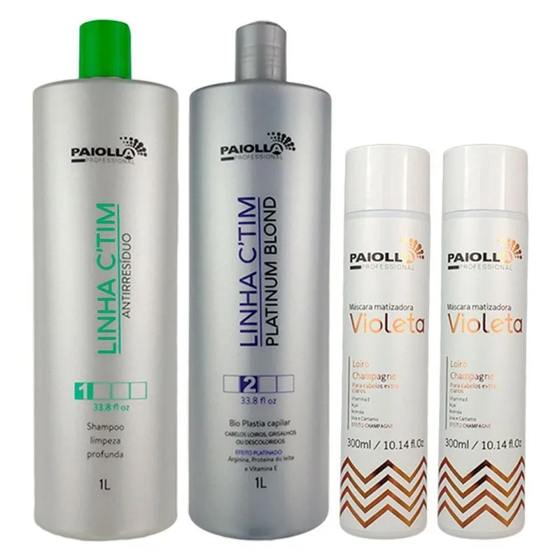 Kit Progressiva Platinum Shampoo E 2 Matizador Champagne