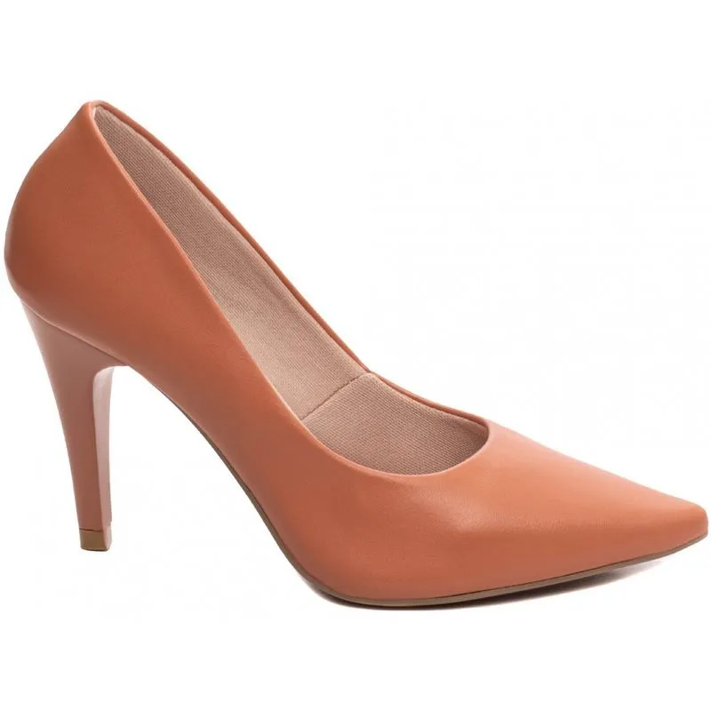 Sapato Scarpin Salto Alto Bico Fino Stiletto 9cm Caramelo Torricella