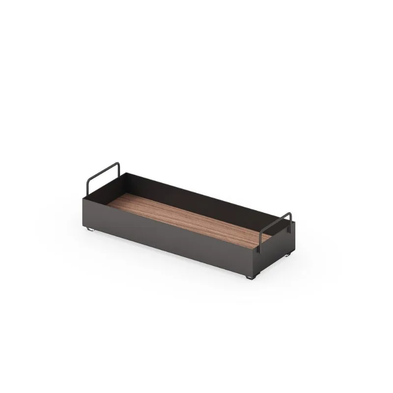 Bandeja Essencial 30x110x70cm Decorativa Preto Fosco/nogal Málaga