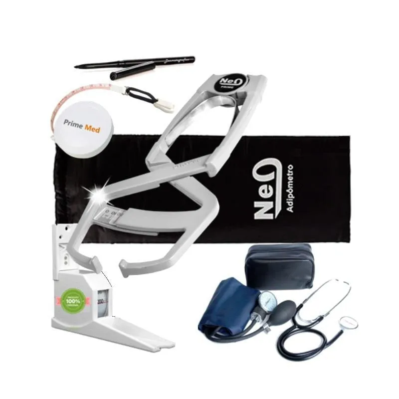 Adipômetro Neo Prime Prata + Trena + Esfigmo + Estadiômetro