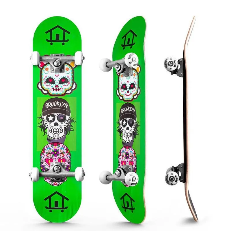 Skate Profissional Completo Skateboarding Caveira Até 110Kg