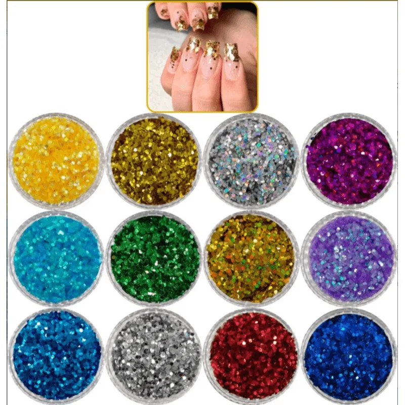 12 Glitter Para Unhas Encapsuladas