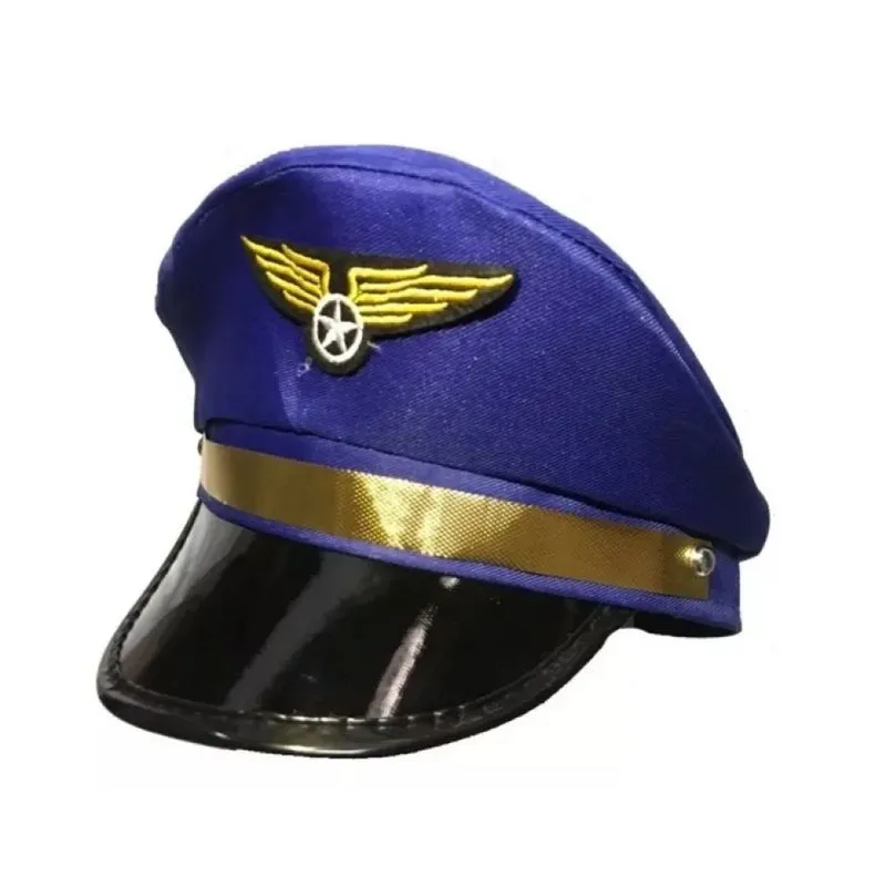 Chapéu Quepe De Aviador Piloto Azul Cosplay Festas Carnaval