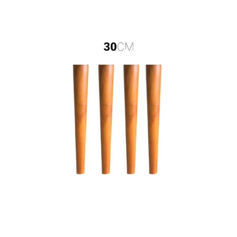 Pé De Madeira Kelan Palito Retro Para Moveis 30cm 4 Unidades