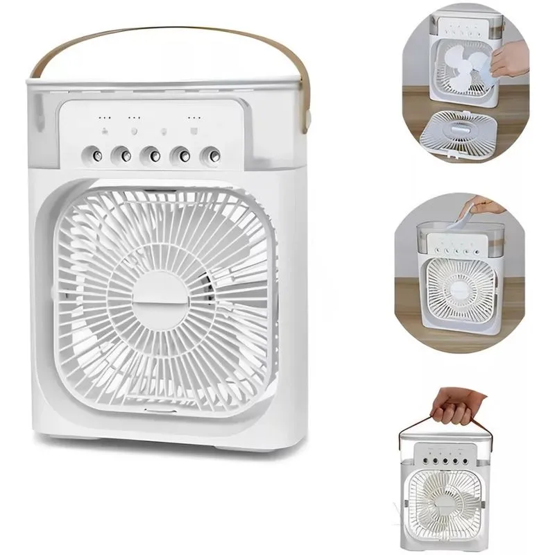 Mini Ventilador da Mesa Ar Condicionado Umidificador e Refrigerador de ar 2 em 1 Climatizador Led Usb
