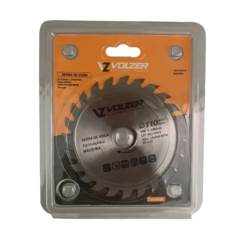 Disco Serra de Videa 110mm x 24 dentes x 20mm Volzer P/Madeira