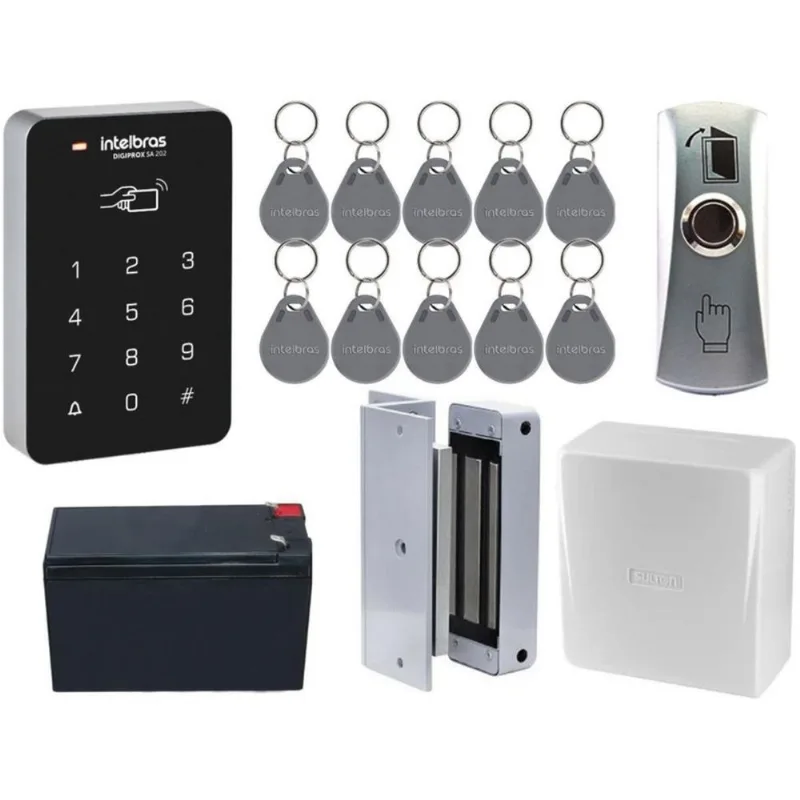 Kit Controle Acesso Intelbras Fechadura Automatiza Eletroímã