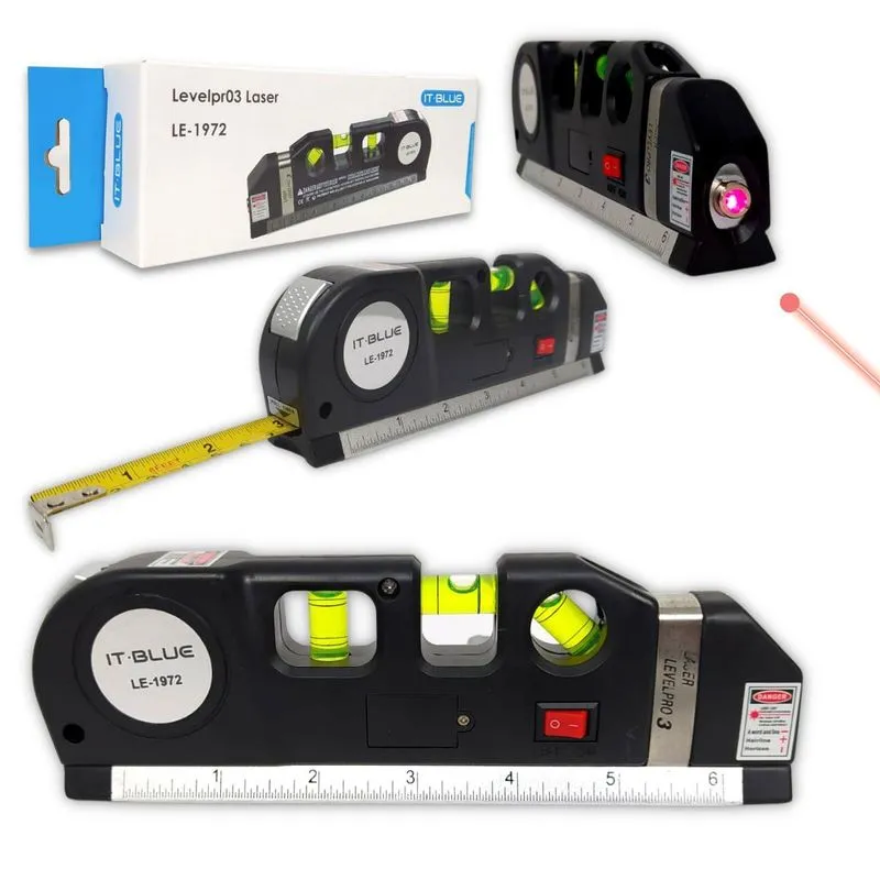 Nível Laser 3 Linhas Cruz Trena Régua Nivelador Profissional