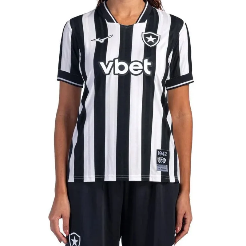 Camisa Mizuno Botafogo I 2026/27 Feminina G / Branco e Preto