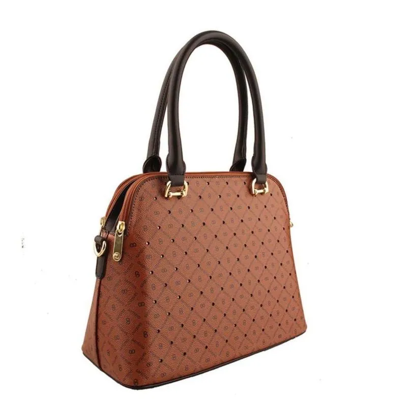 Bolsa Santino Monograma Em Couro Pu 3 Compartimentos Marrom