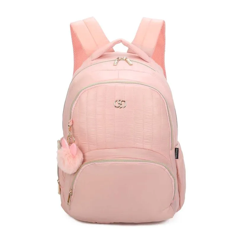 Bolsa Mochila Grace Poliéster Santino Rosa Claro