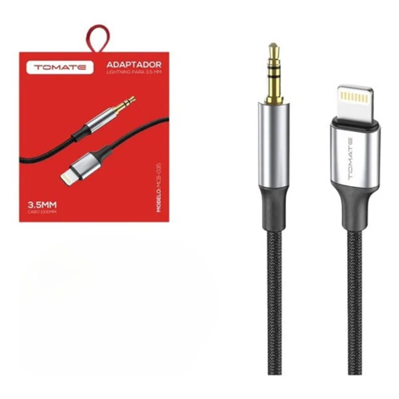 Cabo P2 Auxiliar Áudio Para iPhone Lightning 3.5mm Alumínio