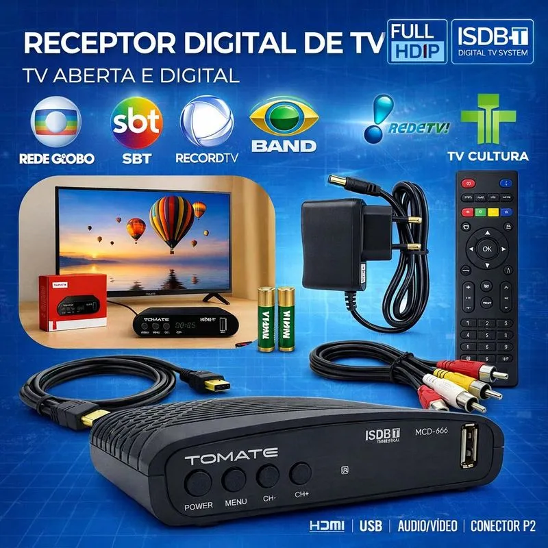 Receptor Conversor Digital Tomate MCD666 Full HD HDMI USB