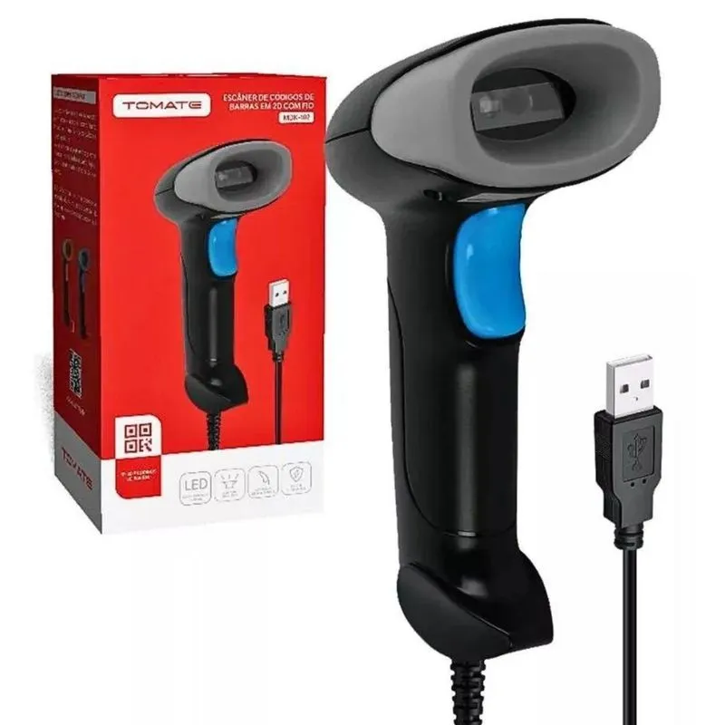 Leitor De Codigo De Barras Com Fio 1.6m Tomate Mdk-102