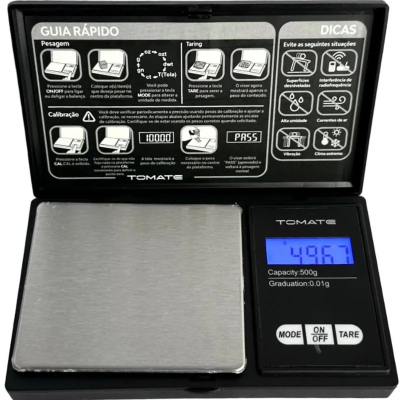 Balanca Digital De Alta Precisao Ate 500g Tomate Mh-505