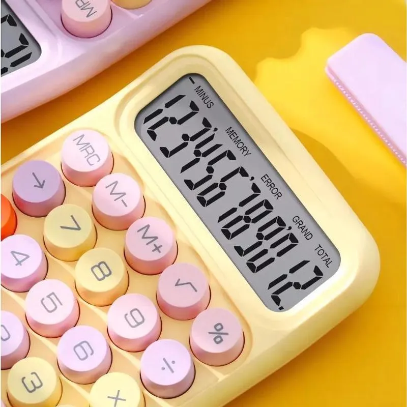 Calculadora Colorida De Mesa Simples 12 Digitos Tela Grande