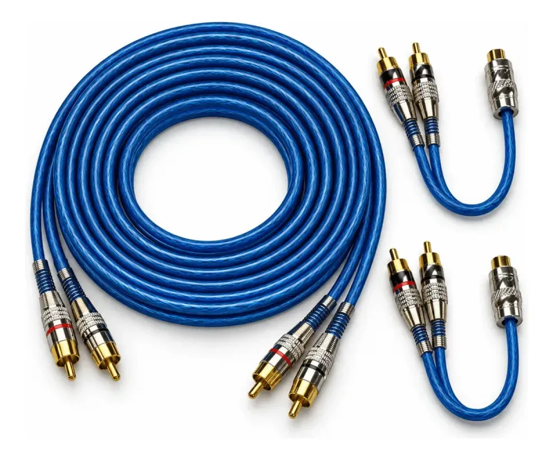 Kit Cabo Rca Blindado 5m 2 Cabos Y Para Som Automotivo - Bazar É Só Vitória