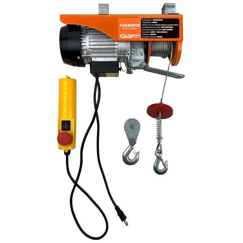 Guincho Elétrico 300 A 600kg 220v Fak600te Carbon Fak