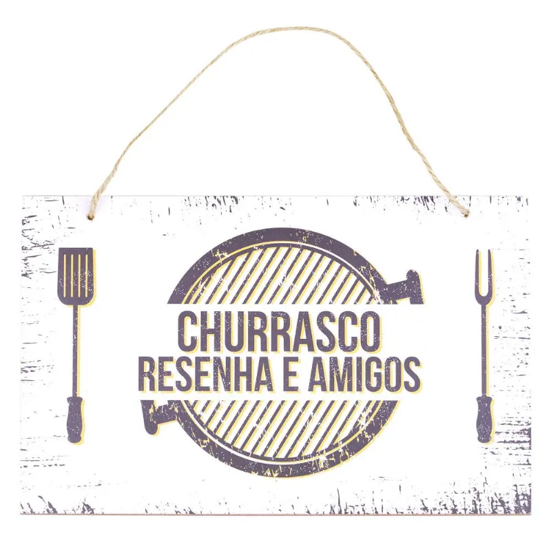 Placa Decorativa MDF 24x15cm Corda Churrasco CV212654