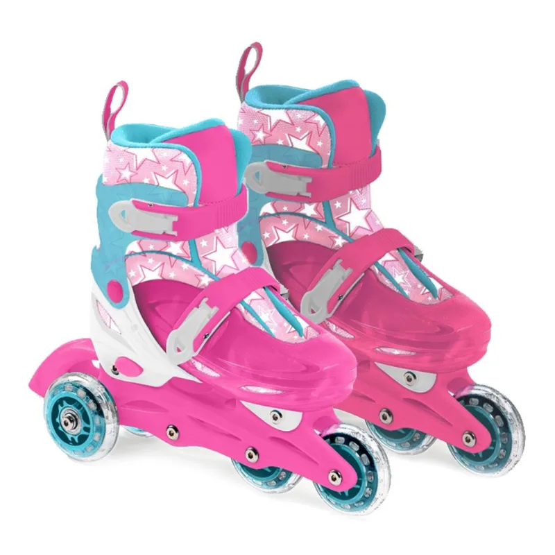 Kit Patins Triline com Proteção Play&Fun Rosa e Azul Tamanho 32 a 35 Patins Triline c/ Proteção Rosa 32-35 CV212685