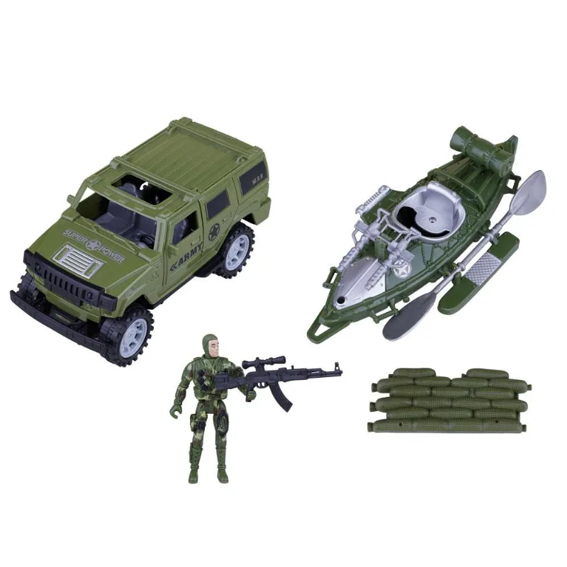 Conjunto Militar Batalhas com Bote e Carro Play&Fun