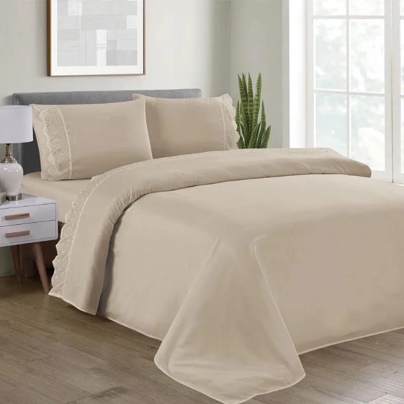 Jogo de Cama Queen Microfibra Cazza Ellie Bege