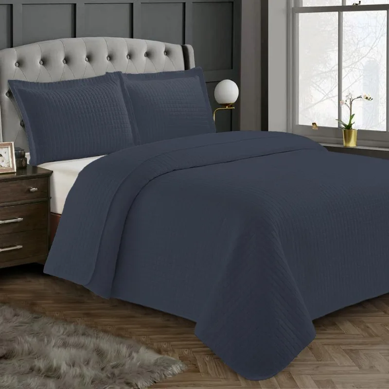 Kit Colcha Queen 220x240 3 Peças Boutis Unique Preto Cazza