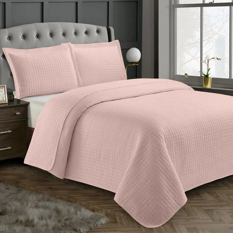 Kit Colcha Queen 220x240 3 Peças Boutis Unique Rosa Cazza