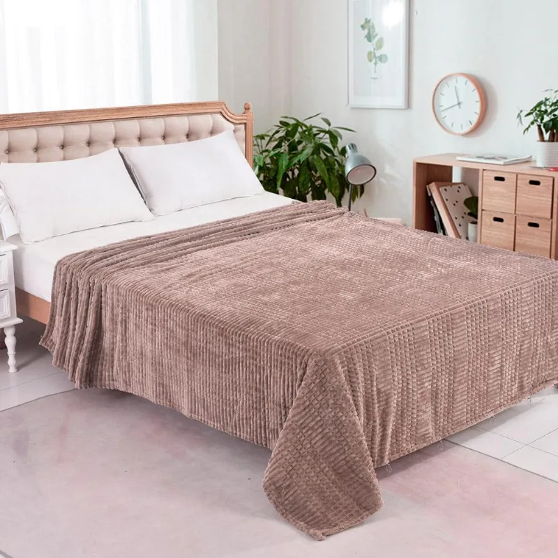 Manta Casal Dupla Face 180x220cm Flannel Madison Marrom Cazza