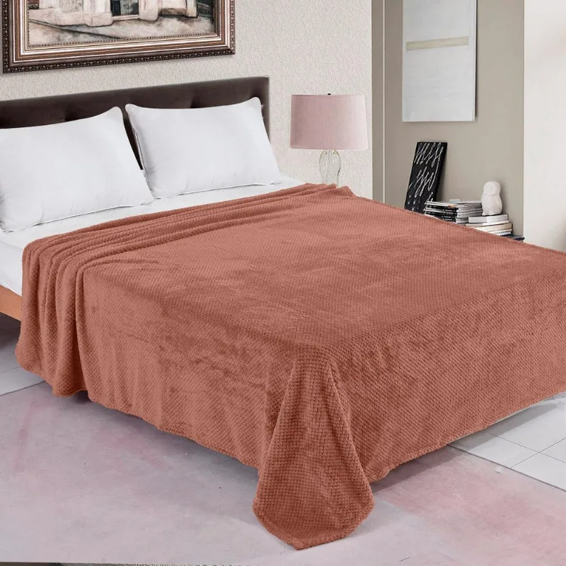 Manta Queen 180x220cm Flannel Studio Marrom Cazza