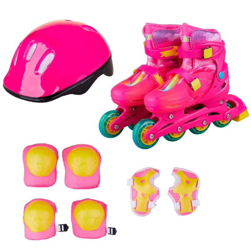 Patins Triline Tie Dye 32-35 com Kit de Proteção e Mochila Play&Fun