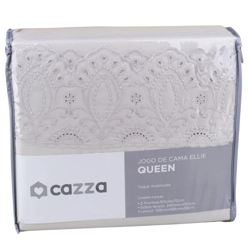 Jogo de Cama Queen 4 Peças Microfibra Ellie Cinza Cazza