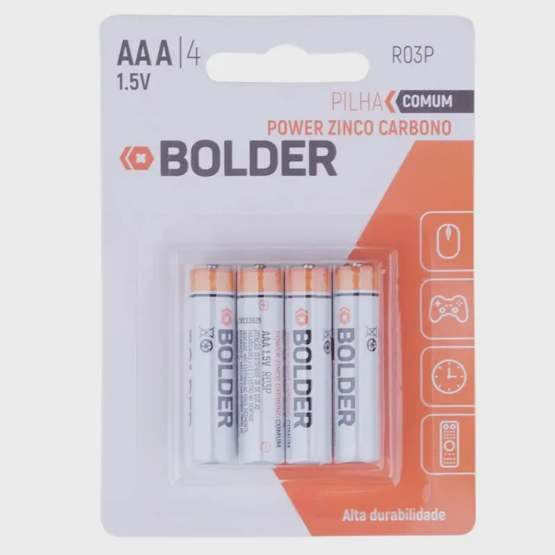 Pilha de Zinco Carbono aaa com 4 Bolder