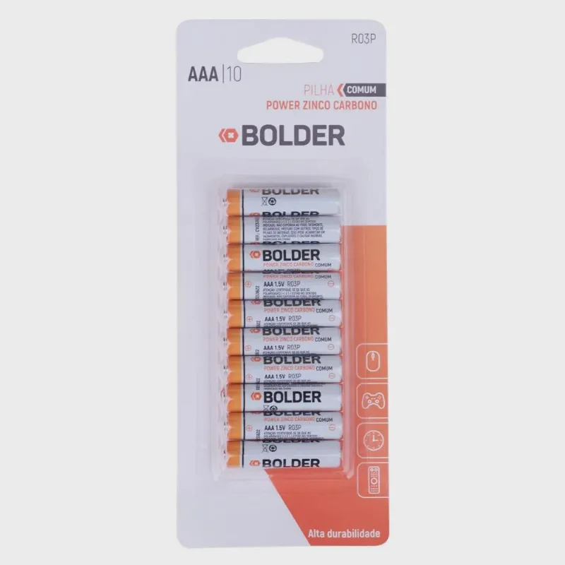Pilha de Zinco Carbono aaa com 10 Bolder