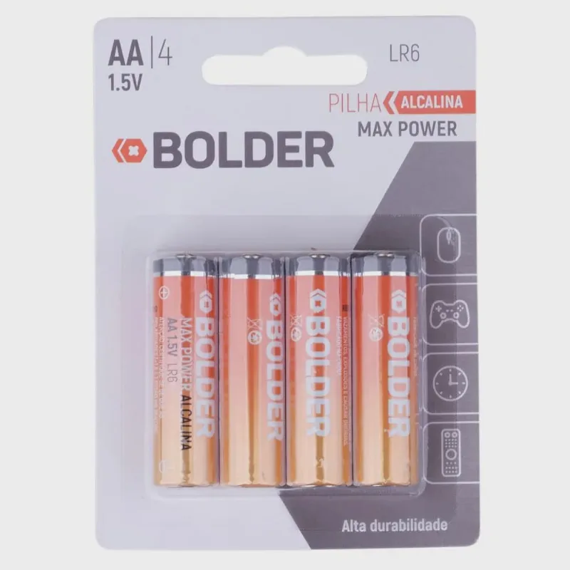 Pilha Alcalina aa com 4 Bolder