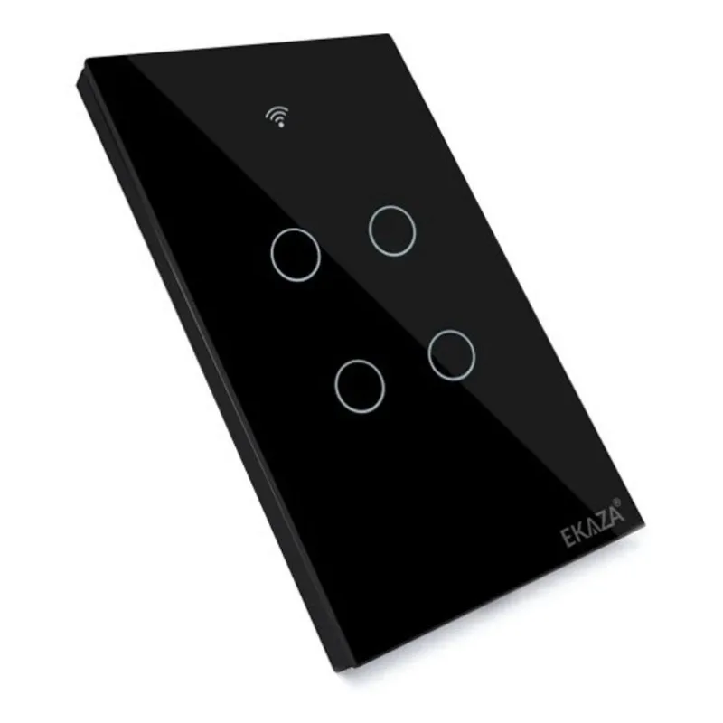Ekaza Interruptor Inteligente Preto Painel De Toque 4 Botões