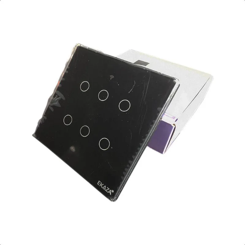 Interruptor Intel. Touch 4x4 6 Botões Ekaza Wifi + ble + rf433 Preto