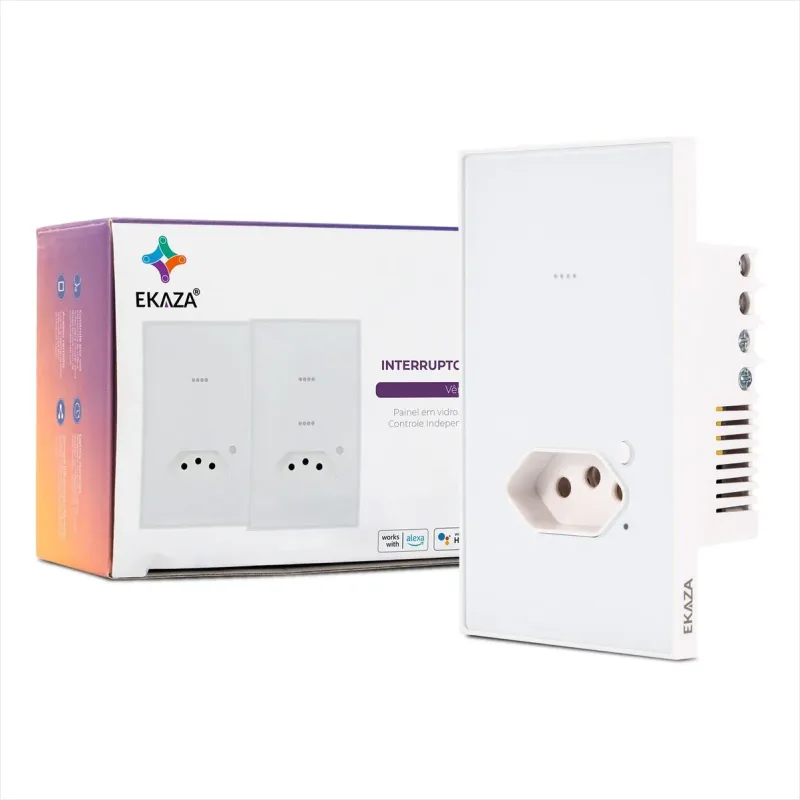 Interruptor 1 Botão Tomada Vênus Ekaza Wi-Fi Branco - B42