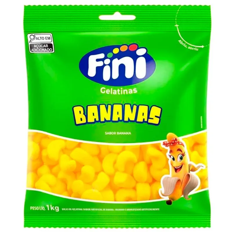 Mini Bala de Gelatina Banana 1kg - Fini
