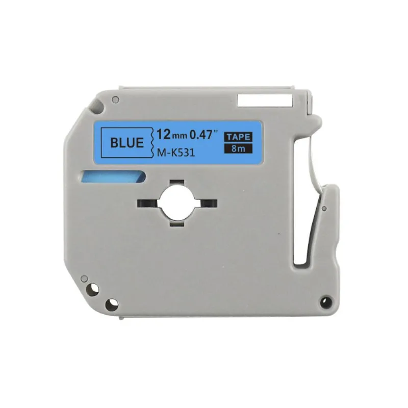 Fita Rotulador Brother 12mm M-K531 MK531 Preto/Azul Compatível