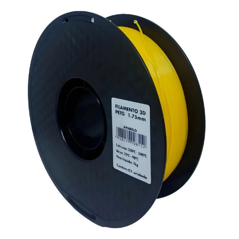 Filamento 1,75mm PETG 1kg Amarelo Para Impressora 3D Masterprint